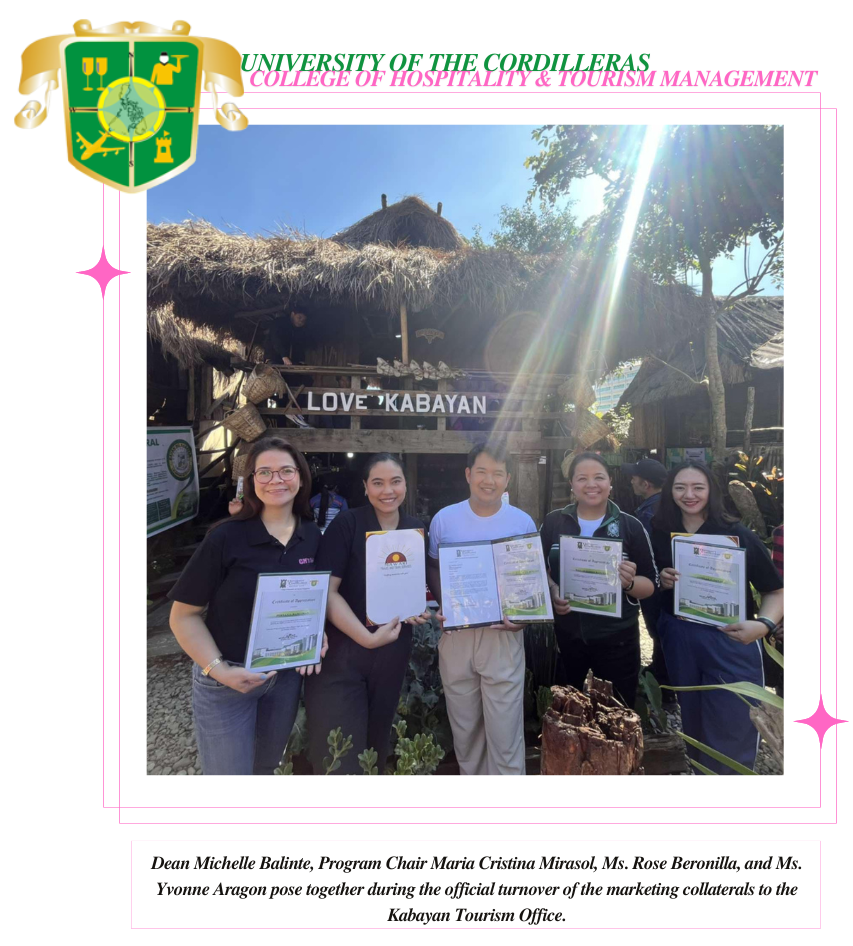 UC CHTM Turns Over Gold-Winning Marketing Collaterals to Kabayan Tourism Office During Adiway Festival