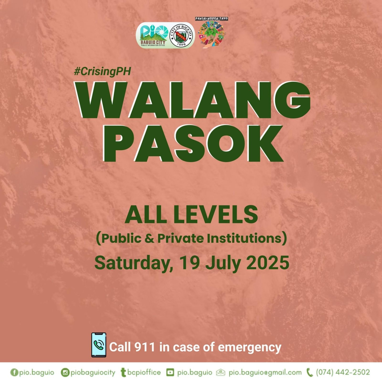 UC Advisory: Suspension of Classes and Work on July 19, 2025